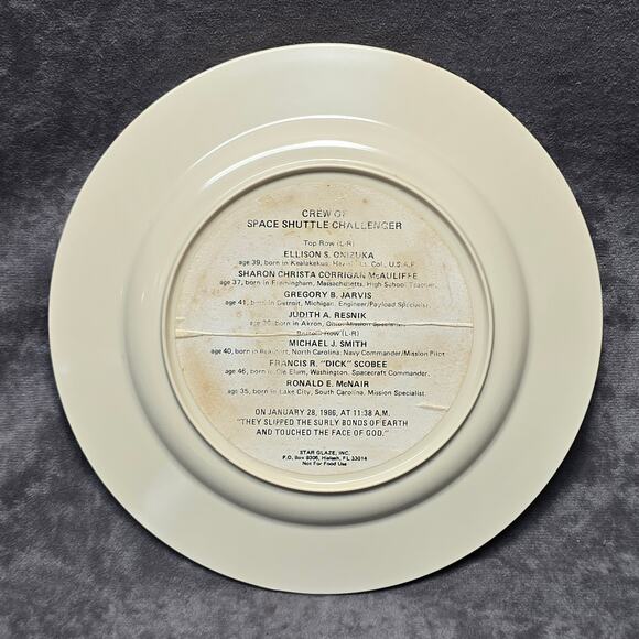 Vintage Crew of Space Shuttle Challenger Collectible Plate Achieved Immortality - Picture 4 of 7